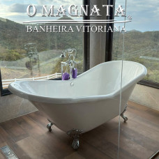 Banheira Vitoriana de Imersão Slipper Dupla com Pés Cromados 1.91m Banheira Vitoriana de Imersão Slipper Dupla com Pés Cromados 1.91m